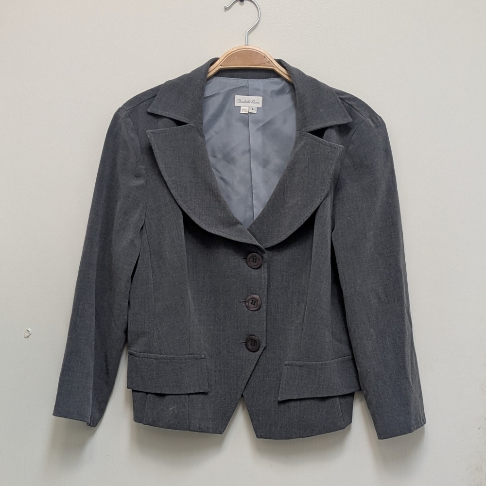 Charlotte Russe Vintage Y2k Grey Blazer Going Out 2000s Jacket Large